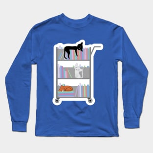 Cats on Library Cart Long Sleeve T-Shirt